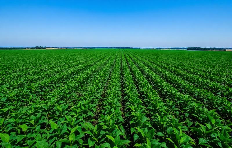 Lavoura de soja em plantação extensa