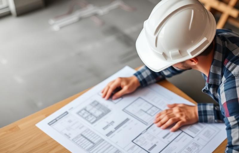 Engenheiro analisando projeto técnico