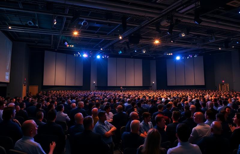 Auditório com público em evento corporativo