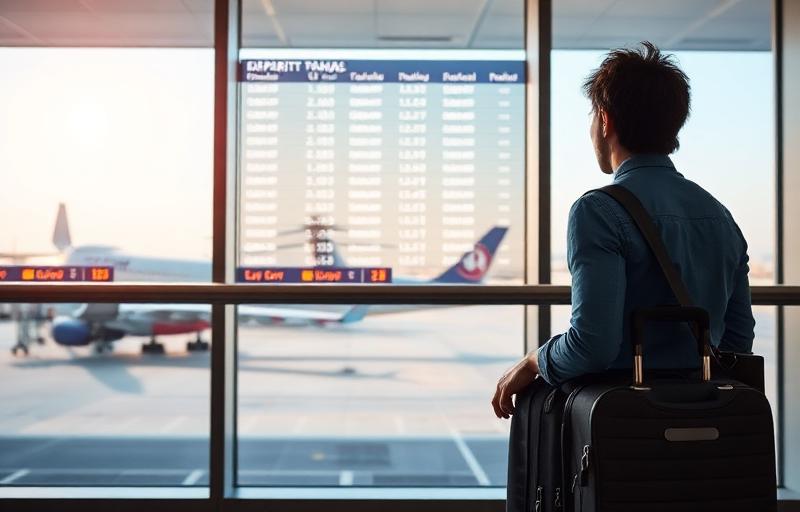 Viajante em aeroporto internacional